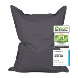 Lumaland Riesen-Sitzsack XXL 140x180 cm | Wasserfestes Indoor & Outdoor Liegekissen mit über 3 Mio. anpassungsfähigen EPS-Perlen | Bean Bag mit waschbarem Bezug [Anthrazit] Indoor & Outdoor XXL Grau (Anthrazit)