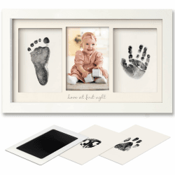 Baby Handabdruck und Fußabdruck Set – Clean Touch Stempelkissen Baby Hand und Fuß für Neugeborene, Handabdruck Baby Bilderrahmen Fabre, Fußabdruck Baby, Baby Dusche Baby Abdruckset (Alpine White)