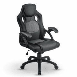 Juskys Racing Schreibtischstuhl Montreal ergonomisch höhenverstellbar & gepolstert 120 kg belastbar Bürostuhl Drehstuhl PC Gaming Stuhl - grau Grau 111 cm