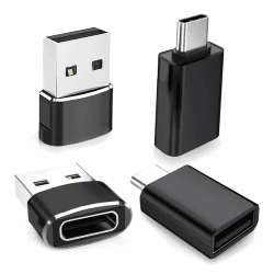 USB C Adapter 4 Pack, Typ C Buchse zu USB A Stecker Ladekabel Thunderbolt 4 OTG Konverter für Apple MacBook,iPhone 16 15 14 13 12 Plus Pro Max Mini,AirPods 2 3,iPad Air,Samsung Galaxy S23 A54,iWatch 9 Schwarz
