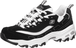 Skechers Damen D'lites Biggest Fan Sneaker 41 EU Black Trubuck White Mesh Silver Trim