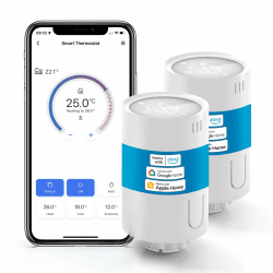 Meross smartes Heizkörperthermostat benötigt Hub, WLAN Heizungsthermostat Kompatibel mit HomeKit, Alexa und Google Assistant,Sprachsteuerung Zeitpläne Automation Fensteröffnungserkennung, 2pcs smarter Thermostat 2St.