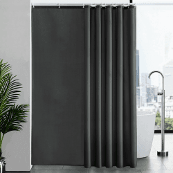 Furlinic Badvorhang Duschvorhang Badewannenvorhang Überlänge Anti-Schimmel für Badezimmer, Textiler Vorhang aus Stoff Waschbar Wasserdicht Blickdicht, Größe 200x240cm Dunkelgrau mit 12 Haken. H240 x B200 cm (1er Pack) Dunkelgrau