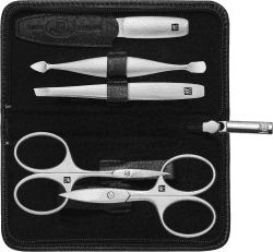 ZWILLING Maniküreset (5 Teilig, Yak Leder-Etui, Reißverschluss, mit Nagel und Hautschere), Premium, Schwarz