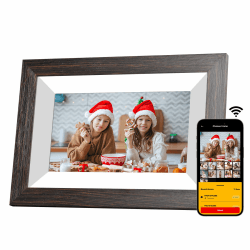 KODAK Digitaler Bilderrahmen WLAN Digitale Bilderrahmen 7 Zoll, 32GB Speicher, HD IPS Touchscreen, Auto-Rotat, Kalender, Elektronischer Bilderrahmen Teilen Sie Foto Video Sofort über App von überall HD, 7 Zoll WiFi Wood