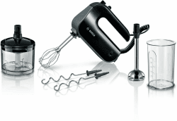 Bosch Handrührer Home Professional Styline MFQ4980B, 5 Stufen, 2 Edelstahl Rührbesen- und Knethaken, Mixstab Edelstahl, Universalzerkleinerer, 850 W, schwarz/dark silver Single