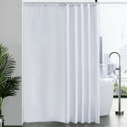Duschvorhang Überlänge für Badezimmer, Badvorhang Anti-schimmel Textil für Badewanne und Dusche, Vorhang aus Stoff Antibakteriell Waschbar, mit 12 Haken Extra Groß Weiß 200x240cm. H240 x B200 cm (1er Pack) Weiß