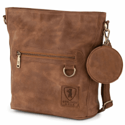 Berliner Bags Vintage Schultertasche Siena, Mittelgroße Umhängetasche aus Leder, Crossbody Bag, Handtasche für Damen - Braun Camel