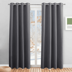 PONY DANCE Thermovorhang Haustür Verdunklungsvorhänge Ösen 2er Set H 200 x B 140 cm Schlafzimmer Gardinen und Vorhänge Grau Blickdicht Wärmevorhang Kälteschutz Tür Gardine H200 x B140 cm (2er Pack) Grau
