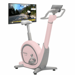 Skandika Ergometer Abisko Weltneuheit | Premium EMS-Widerstand, Smarter Heimtrainer App Steuerung, Automatische Lenker & Satteleinstellung, 36 Widerstandsstufen | Fahrrad Hometrainer für Zuhause Rosa