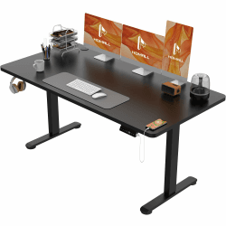 Homall Höhenverstellbarer Schreibtisch 140x70 cm, Schreibtisch Höhenverstellbar, Elektrischer Schreibtisch mit Vierteilige Tischplatte, Computertisch mit Memory Funktion,Standing Desk 140_x_70_cm Schwarz