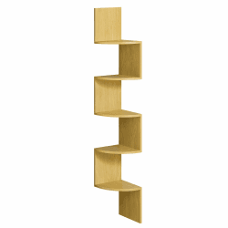 VASAGLE Eckregal, Wandregal 5 Ebenen, Schweberegal für Bücher, Bücherregal, Pflanzenregal für Schlafzimmer, Wohnzimmer, Badezimmer, Homeoffice, natureichenfarben