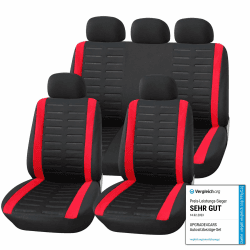 Upgrade4cars Autositzbezüge Set Universal | Auto-Schonbezüge für die Vordersitze & Rückbank in Rot Rot Komplett Set