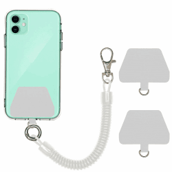 COCASES Handykette mit flexiblem Spiralkabel, universale Lanyard Schlüsselband Schlüsselanhänger kompatibel mit iPhone/Samsung/Huawei(2 Einlagen, Durchsichtig) Transparent