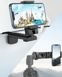 MiiKARE Handy Halterung Schreibtisch,Verstellbare Klemmhalterung Handy,360 drehbare Flugzeug Halterung,Tragbarer Halterung Handy,Kompatibel mit i'Phone13/12 Pro Android Phones,für Flugzeug,Küche,Büro Schwarz Pro
