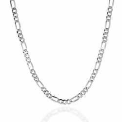 QUADRI - Elegante Halskette Herren Figaro - Silberkette Herren 925 Silber - Breite 5mm - Plattenkette Herren Länge 41 | 46 | 51 | 56 | 61 | 66 | cm - Kette Herren Made in Italy 56 Cm ( Herren Größe )