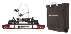Westfalia BC 60 Fahrradträger für die Anhängerkupplung - inkl. Tasche | Kupplungsträger für 2 Fahrräder | E-Bike geeignet | zusammenklappbar, Schwarz, silber BC 60 inkl. Tasche Fahrradträger