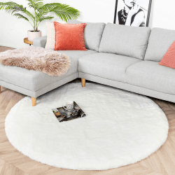 FRAAI Hochflor Teppich Rund - Comfy Supreme Weiß Ø 120cm - Shaggy, Einfarbig - Modern, Skandinavisch - Wohnzimmer, Esszimmer, Schlafzimmer - Fellteppich - Rug Ø 120 cm Weiß
