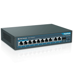 YuanLey 11 Port Gigabit PoE Switch, 8 PoE+ Port 1000 Mbit/s, 2 Gigabit Uplink, 1 SFP Port, 120W 802.3af/at, Metall, Qos, Nicht Verwalteter Plug and Play Ethernet Smart Detection Ethernet Switch 11 Port | 8*PoE+(1000Mbps) (120w)