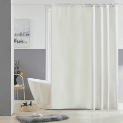 Furlinic Duschvorhang Beige 180x180 aus Polyester Stoff Antischimmel Wasserabweisend Waschbar Badvorhang Textil für Badewanne Bad Beige mit 12 Duschvorhangringe. H180 x B180 cm (1er Pack) Beige