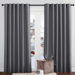 PONY DANCE Vorhang Grau Blickdicht Verdunklungsvorhänge mit Ösen Extra Breite Gardienen 2-Set H 210 x B 200 cm Ösen Gardinen Blickdicht Schlafzimmer Gardinen und Vorhänge H210 x B200 cm (2er Pack) Grau