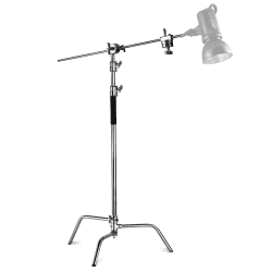 NEEWER Pro Hochleistungs C Ständer aus 100% Edelstahl mit Auslegerarm, maximale Höhe 320cm, Fotografie Lichtstativ mit 128cm Haltearm, 2 Griffköpfe für Studio Monolicht, Softbox, Reflektor SC320