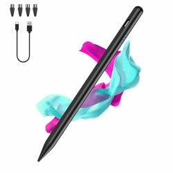 Luntak Tablet Stift for Android, Type-C Stylus Pen mit 4 Pom Tips,Magnetic Touchscreen Stifte Kompatibel mit Samsung/Huawei//Lenovo/Mi/Vivo und Anderen Android Smartphone und Tablet Geräten-Schwarz