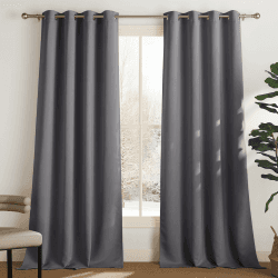 PONY DANCE Thermovorhang Kälteschutz Winter Graue Blickdichte Vorhänge Wärmeisolierend Ösenvorhang 2er Set H 245 x B 140 cm Verdunkelnde Gardinen Wohnzimmer Verdunkelungsvorhang Ösen H245 x B140 cm (2er Pack) Grau