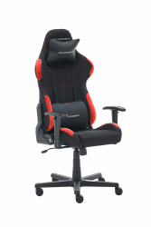 Robas Lund DX Racer 1.2 FD01 /NR -NEW- Gaming-/ Büro-/ Schreibtischstuhl, mit Wippfunktion Gaming Stuhl Höhenverstellbarer Drehstuhl PC Stuhl Ergonomischer Chefsessel, schwarz-rot DXRacer 2024 Stoffbezug Schwarz-rot