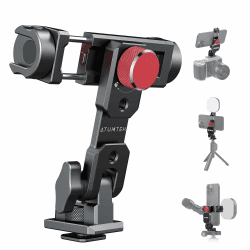 ATUMTEK Handy-Stativhalterung aus Metall, universeller Smartphone-Halterungsadapter Aluminium mit 3 Zubehörschuhen, 1/4-Zoll-Schraubbefestigung, Arca,1 umwandelbaren Zubehörschuh-Adapter 360°und 145° Arca Verbessertes Modell