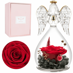 Miofula Ewige Rose im Engel Figur Geschenke für Mama, Handgefertigte Forever für Frauen, für Mutter Oma zum Geburtstag Weihnachten Muttertag Valentinstag Jahrestag Rot