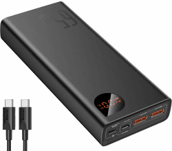 Baseus Powerbank, 65W Power Bank 20000mAh, Laptop Powerbank PD QC 4+, Externe Handyakkus USB-C Input & Output, für Steam Deck Rog Ally MacBook, Dell, HP, Notebook, iPhone, Galaxy