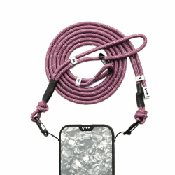 Mous – Phone Lanyard Crossbody with Detachable Wrist Strap – Black/Purple/Sage Green - Parent Lila
