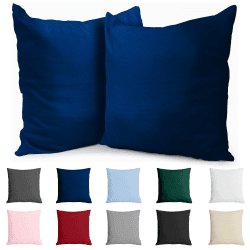 Dreamzie Kissenbezug 40x40 Baumwolle Renforcé (2er-Set) - Dunkelblau - Dicht gewebt mit 57 Fäden/cm² - 40x40cm Kissenbezug - Oeko Tex Zertifiziert Dunkelblau 40 x 40 cm, 2 Stück