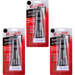 Realth Hochtemperatur Silikon Dichtmasse/Dichtsilikon | RTV 3,53 Unzen(100g) | Ultra Schwarz ölbeständig Hochfeste Dichtstoffe | für die Reparatur von Kfz-Motorradmaschinen(SG119N3) | 3 Stück Schwarz Schwarz 3 x Stück