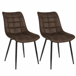 WOLTU Esszimmerstühle BH247dbr-2 2er Set Küchenstuhl Polsterstuhl Wohnzimmerstuhl Sessel mit Rückenlehne, Sitzfläche aus Stoffbezug, Metallbeine, Dunkelbraun Dunkelbraun Stoffbezug