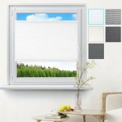 WOLTU Plissee Klemmfix ohne Bohren 85x220cm (BxH) Weiß Faltrollo Plisseerollo mit Klemmträger Lichtdurchlässig, Jalousie Sichtschutz und Sonnenschutz Easyfix Rollo für Fenster & Tür Weiß Matt B85 x H220 cm