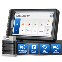 TOPDON OBD2 ArtiDiag800BT Diagnosegerät für alle Fahrzeuge, 28 Servicefunktionen, kostenloses Softwareupdate, kabellose Verbindung, Farbe Schwarz