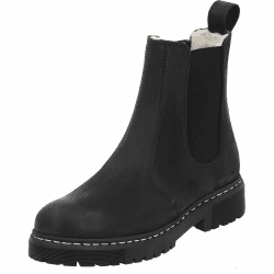Palado Chelsea Boots Damen Alicudi - mit Schurwolle gefütterte Winterschuhe aus hochwertigem Leder - warme Stiefeletten für Herbst & Winter - Made in Portugal 37 EU 38 Black