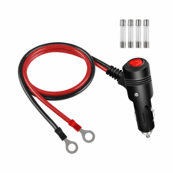 GELRHONR 12V KFZ Zigarettenanzünder Wechselrichter Kabel, Auto Zigarettenanzünder Stecker auf O-Ring-Anschluss mit Schalter, 15A Sicherung, für Luftpumpe, Auto-MP3-Netzteil (0.6M/2Ft)