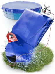 LAINFELD Poolabdeckung Rund Ø 560 cm Inklusive Befestigungsmaterial | Poolplane aus dickem 200 GSM Material Abdeckplane passend für INTEX BESTWAY Pool Blau/Schwarz 460 - 500 cm (Ø 560 cm)