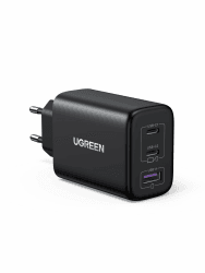 UGREEN USB C Ladegerät 65W 3-Port USB-C Netzteil PPS Schnellladegerät PD Charger 60W kompatibel mit MacBook Pro/Air, iPad Pro/Air, iPhone 16/16 Pro Max, Galaxy S24 Ultra, Pixel, Steam Deck (Schwarz)