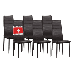 ALBATROS Esszimmerstühle 6er Set Milano, Braun - Edles Italienisches Design, Kunstleder-Bezug, bequemer Polsterstuhl - SGS geprüft - Moderner Küchenstuhl, Stuhl Esszimmer Braun 6 Stühle
