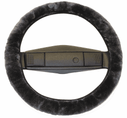 Reissner Lammfelle | LERA-15-ANT | Lenkradbezug Lenkradschoner Lenkradhülle für Auto und Wohnmobil | Echtes Merino Lammfell | Florhöhe 15mm | passend für ⌀40cm | Anti Rutsch | Farbe anthrazit grau