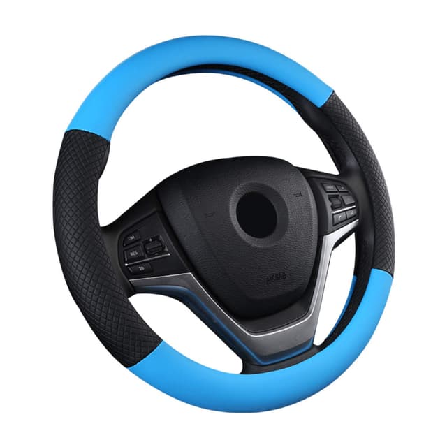 SFONIA Auto Lenkrad Abdeckung Lenkradschutz Lenkradhülle PU Leder Universal 37-38cm/15 rutschfest Atmungsaktiv Langlebig (Blau)