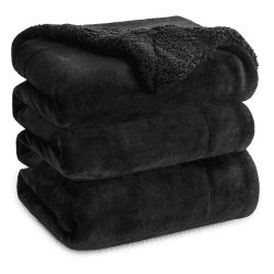 BEDSURE Decke Sofa Kuscheldecke Schwarz - warm Sherpa Sofaüberwurf Decke groß, Dicke Sofadecke Couchdecke, 220x240 cm XXL Wohndecke für Couch Schwarz 220 x 240 cm