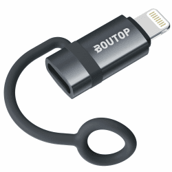 BOUTOP 2023 [Apple MFi Zertifiziert] 36W USB C auf Lightning Adapter für Schnelles Laden Kompatibel mit iPhone, iPad, iPod - [1 Stück, Dunkelgrau]