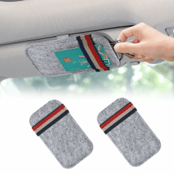 JIZZU Brillenhalter für Auto, 2 Stücke Sonnenblende Brillenetui, Auto Sonnenbrillen Clip Aufbewahrungskoffer, Sonnenbrillenhalter Sonnenblende Universal (Grau)