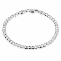 QUADRI - Elegante Armband Herren aus diamantbesetzter Panzerkette (Cuban) - Armbänder für Herren Damen aus 925er Echtsilber - Breite 5mm - Länge 18-19 - 20.3-21.6 cm -Made in Italy 19 CM ( Größe Klein Herren)