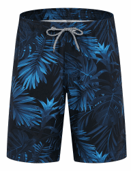 APTRO Herren Badehose Lang Badeshorts Schnelltrocknend Boardshorts Freizeit Short mit Innenslip 2401 M Blätter Dunkelblau Mk288
